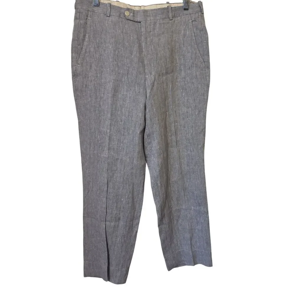 Men's Linen Pants Sz 33 Holland Sherry Casual Trousers Pennsylvania Corbin Blue